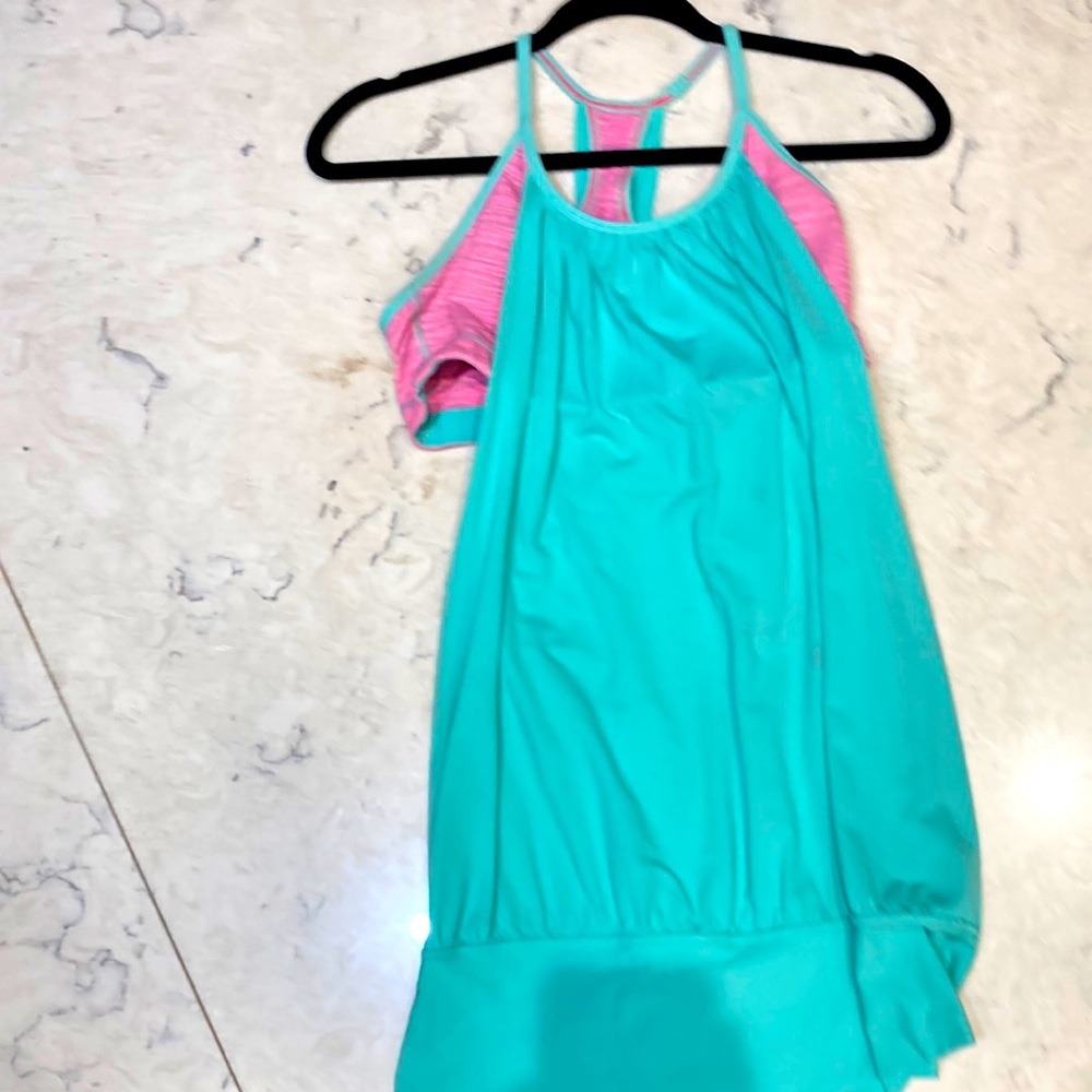 Teal and pink lululemon tank top